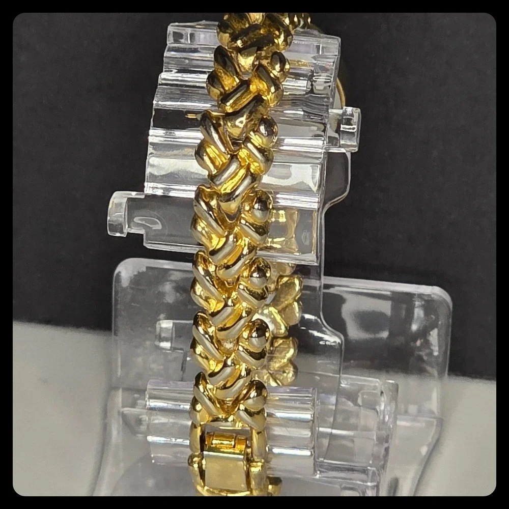 Rumours Watch Womens Gold Tone Oval Face Braided Link Bracelet Jewelry